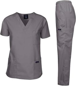 Conjunto de Uniforme Médico DARAS para Mujer, Color Gris, Cuello en V, Manga Corta, Pantalones con Bolsillos, para Profesionales Médicos - Product Image 1