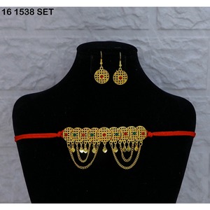 Ensemble de collier choker en or arabe élégant pour femmes, ensemble de bijoux de mariée traditionnels du Moyen-Orient, style Dubaï, bijoux de luxe Dubaï - Product Image 2