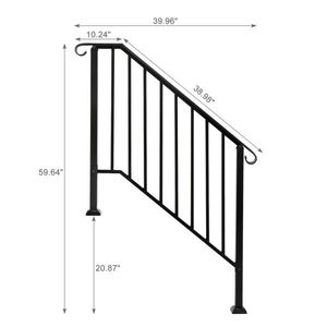 Matte Black Artisasset 3-Level Outdoor Iron Handrail Assisting Device for Stairs & Walkways - Product Image 4