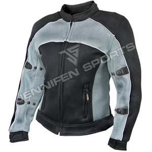 Vestes de moto pour femmes en tissu mesh respirant coupe-vent bicolore style motard col mandarin coupe ajustée - Product Image 2