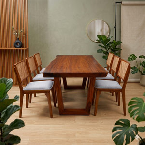 Ensemble de salle à manger Dhifa de haute qualité en bois de suar massif, design scandinave, vente en gros, table durable pour 6 personnes, style farmhouse, pour la cuisine et la maison - Product Image 4