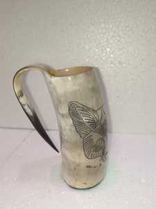 Custom Engraved Personalized Horn Mug Natural Cow Horn <b>Beer</b> & Wine Glass 400-600ml Eco-Friendly Lightweight Classic - Product Image 1