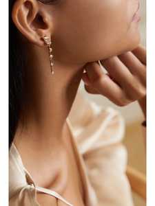 Pendientes de Lujo de Oro Blanco de 18K con Diamantes Marquise en Cascada, Diseño Largo y Elegante para Regalo de Boda y Fiesta - Product Image 3