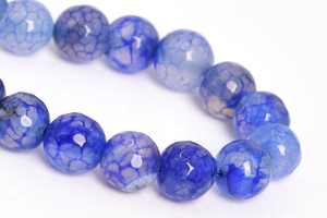 ลูกปัดอาเกตสีน้ำเงิน พลอยธรรมชาติ รูปทรงครึ่งวงกลมเหลี่ยมเพชรพลอย ลูกปัดหลวมแบบขายส่งจำนวนมากสำหรับทำเครื่องประดับ - Product Image 4