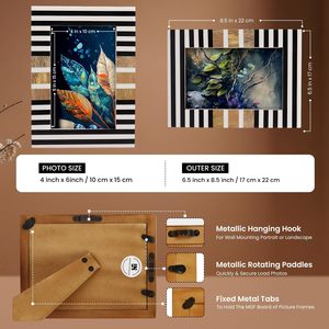 Cadre photo artisanal, design en résine incrustée et rayures en bois pour décoration de table et murale - Cadres photo mignons pour le salon - Product Image 3