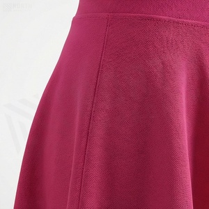 Women's <b>Pink</b> A-Line Pleated Mini <b>Skirt</b> Elastic Waist Solid Color Casual Style Breathable Polyester Fabric All Seasons Wear - Product Image 5