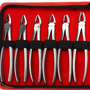 Juego de 12 Pinzas de Extracción de Acero, Patrón Americano, Agarre Fuerte, Mango Antideslizante, Estuche de Cuero, DentalBy Grip Surgical - Product Image 6