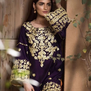 Designer Inspired Ethnic <b>Gota</b> Party Dress Stylish Modern Embroidery Soft Fabric Shimmering Threadwork - Product Image 1