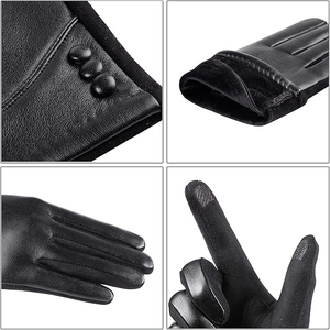 <b>Mens</b> Fashion Leather Driving <b>Gloves</b> With Soft Lining And Touchscreen Fingertips For Casual Winter Use - Product Image 4