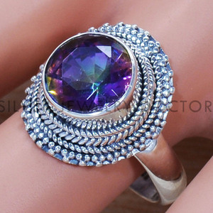 Bagues uniques en argent avec topaze mystique taille ronde, faites à la main, prix de gros - Product Image 2