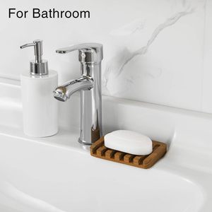 Jabonera rústica de madera natural con drenaje automático, bandeja de almacenamiento para ahorrar jabón líquido, accesorios de baño, venta al por mayor - Product Image 3