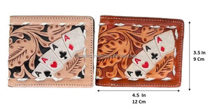 Slim Large Capacity Bi-fold Fashion Style Hand Tooled Leather <b>Wallet</b> for <b>Men</b> Genuine Leather <b>Small</b> <b>Wallet</b> Hold Cash Coin ID Card - Product Image 2