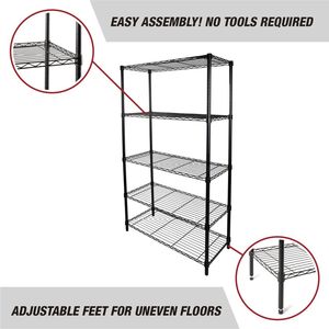 5-<b>Tier</b> Heavy Duty Garage <b>Shelving</b> Unit 36"W X 16"D X 72"H 1750 lb Capacity Black - Product Image 3