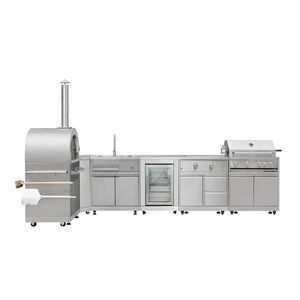 TMG Living Kitchen Pro Series - Set Cucina Modulare da Esterno in Acciaio Inossidabile a 7 Pezzi con Frigorifero da 35 Pollici e Barbecue da 32 Pollici con 4 Supporti a B - Product Image 1