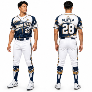 Ensemble Maillot et Pantalon de Baseball Rétro – Tenue Complète Personnalisable pour le Sport – Design Artistique Brodé et Détails Cousus - Product Image 1