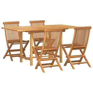 Ensemble de salle à manger de jardin en teck massif brun 5 pièces - Product Image 1