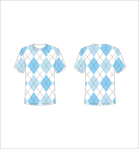 T-shirt à manches courtes pour homme, bleu, motif Argyle, col rond, coupe classique, coton, imprimé, logo sur le devant - Product Image 1