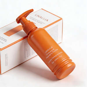 Botella de Plástico PET Redonda de 240 ml (8 oz) con Pulverizador, Color Naranja Personalizado, para Loción, Crema, Aceite Corporal, Sérum para el Cuidado de la Piel, Envase Cosmético - Product Image 2