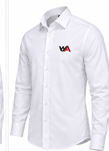 Chemise habillée blanche sur mesure pour homme, manches longues, formelle, boutonnée, avec logo brodé personnalisé, fournisseur OEM - Product Image 3