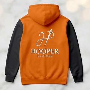Sweat à capuche pour homme Hooper, couleur orange, manches régulières, en polaire polyester/coton, respirant, séchage rapide, streetwear d'hiver - Product Image 4