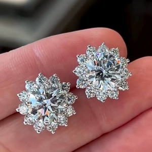 2.00 CTW Lab Grown Diamond Cluster Stud <b>Earrings</b> IGI Certified 18K Gold Luxury Modern Geometric Design for Party Engagement - Product Image 1