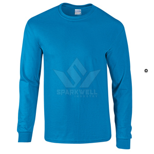 T-shirt en coton à manches longues pour homme, col rond, couleur unie, coupe classique, 100% coton tricoté, tee-shirt basique tendance - Product Image 5