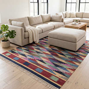 Colorful Handwoven <b>Runner</b> <b>Rugs</b> 3x6 Durable Carpet for Bed Room Living Room Hallway Cotton Kilim <b>Runner</b> <b>Rug</b> Handmade Mat - Product Image 1