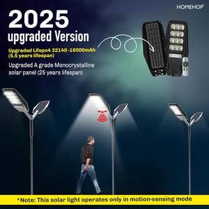 Homehop 200W Solar Street <b>Light</b> Outdoor Waterproof Motion Sensor Security LED <b>Wall</b> Lamp For Home And Garden Use - Product Image 2