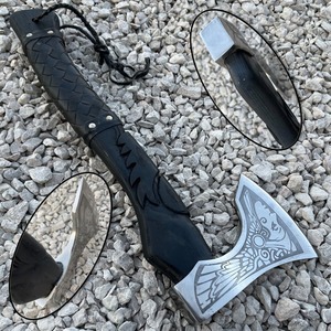 Hacha vikinga de acero al carbono forjada a mano y personalizada con funda de cuero. Hacha TOMAHAWK |   HACHA |   AXE |   Hermoso Regalo - Product Image 5