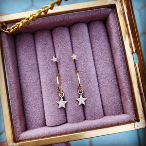 Wholesale 14K Solid Gold Tiny Star Diamond <b>Stud</b> <b>Earrings</b>, Real Round Brilliant Cut Diamond Piercing, 18K Gold <b>Fine</b> Jewelry Facto - Product Image 4