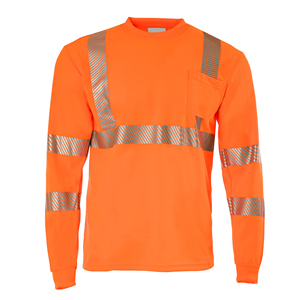 Chemises de sécurité pour entrepôt unisexes en polyester orange haute visibilité de classe 3, réfléchissantes, à séchage rapide, respirantes, à manches longues - Product Image 4