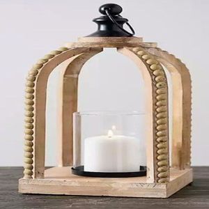 Exclusiva Linterna de Madera para Velas Diseñada para Espacios Acogedores con Brillo Sutil y Sofisticación Natural - Product Image 1