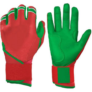 Gants de frappe de baseball professionnels personnalisés rouge-vert Five B, fabricant OEM, gants en cuir de qualité supérieure pour joueurs adultes et jeunes. - Product Image 1