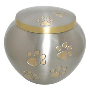 Urne funéraire noire pour animaux de compagnie avec motif de patte, urne métallique personnalisable Odyssey pour cendres, fournisseur en gros d'articles funéraires pour animaux - Product Image 3