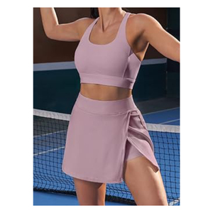 Wholesale Customized Women's Sexy Solid Color Ruffle Pocket High Waist <b>Elastic</b> Flared Breathable Soft Quick Dry women <b>Skirt</b> - Product Image 3