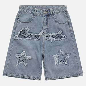 กางเกงยีนส์ขาสั้นลำลองสำหรับฤดูร้อน ผ้าแคนวาสระบายอากาศ แห้งเร็ว สวมใส่สบาย สไตล์ล้างสีอ่อน - Product Image 1