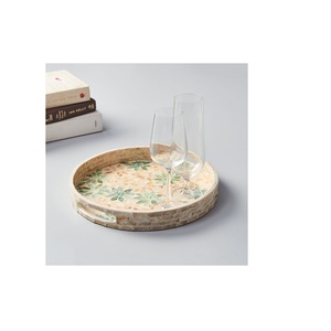 Plateau de service rectangulaire en nacre, artisanat, pour servir et ranger bouteilles de vin et verres - Product Image 4