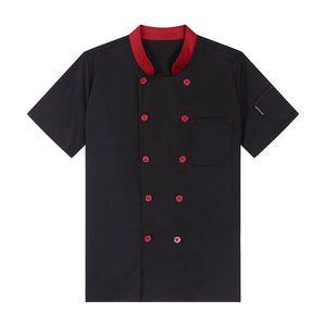 Veste de cuisine unisexe personnalisée en jean 100% coton à manches courtes avec logo brodé sur mesure et poche latérale - Product Image 1