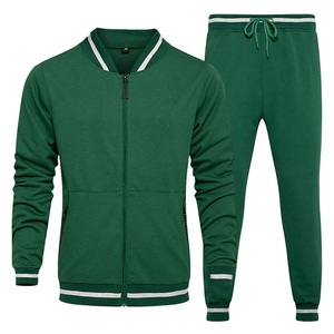 Ensemble de survêtement vert pour homme 2026 – Ensemble décontracté à manches longues avec fermeture éclair, couleur unie, pantalon de jogging respirant en polyester avec poches latérales, idéal pour l'automne - Product Image 1