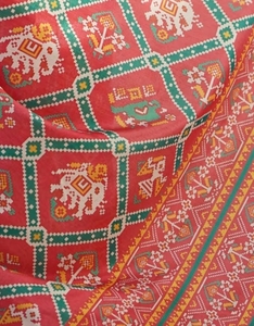 Sari KV naranja Chinon estampado con blusa sin coser para mujer - Product Image 6