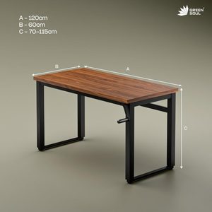 Escritorio Ajustable para Trabajar Sentado o De Pie con Superficie de Nogal Natural y Estructura de Acero Negro - Product Image 3