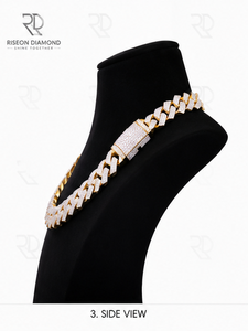 Imperial radiance diamond Cuban link <b>necklace</b> bold statement luxury craftsmanship modern sophistication premium 18K yellow white - Product Image 2