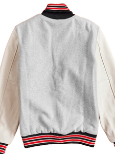 แจ็คเก็ตเบสบอลแบบวาร์ซิตี้ผ้าฟลีซแฟชั่นใหม่สำหรับผู้ชาย OEM คอตั้ง แต่งลายปัก ติดกระดุม แถบยางยืด ไซส์ใหญ่พิเศษ - Product Image 2