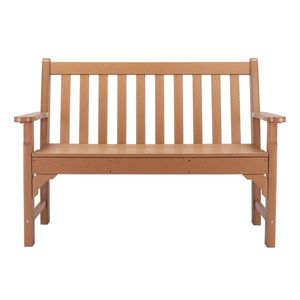 Modern 49in Vertical Backrest Teak Garden <b>Bench</b> with HDPE for Parks and Patios <b>Wood</b> and Metal Material - Product Image 2