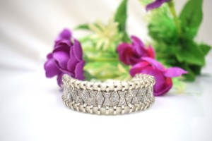 Luxury Orange Macrame Silver <b>Bracelet</b> and <b>Bangles</b> with Diamond Accents Trendy Unisex Everyday Wear for Wedding and Gift - Product Image 4