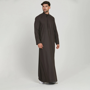 Customized Muslim Pakistan <b>Men's</b> Jubba Anti-Static Polyester Fabric Embroidery V Neck Long Sleeve Loose Fit Jubba Kurta <b>Thobe</b> - Product Image 6