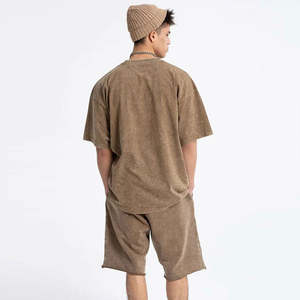 Ensemble décontracté homme été délavé à l'acide, respirant, imprimé, avec t-shirt à manches courtes et short, 100% coton, ensemble 2 pièces - Product Image 6