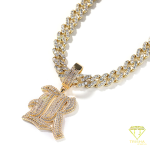 Luxury Personalized VVS Moissanite Diamond Custom <b>Initial</b> Pendant <b>Necklace</b> 925 Sterling <b>Silver</b> Cuban Link Chain Iced Out Letter - Product Image 3