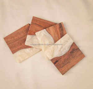 Sous-verres personnalisés en bois et résine avec incrustation Accessoires de cuisine Produit de vaisselle Artisanat indien à vendre - Product Image 6