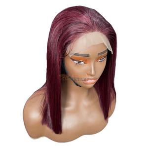 Perruque Lace Front en Cheveux Humains Vietnamiens, Longueur Moyenne, Couleur Rougeâtre, Dentelle Suisse, Taille Moyenne, Cheveux Naturels - Product Image 2